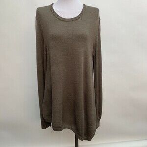 Women's Long Sweater X-Large‎ Brown Asymmetrical Crew Neck